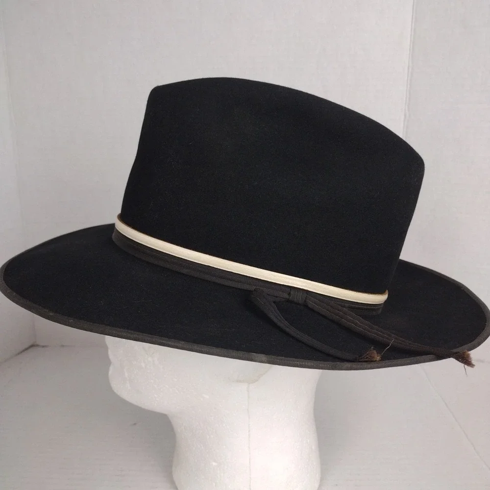 Vintage John B. Stetson 3X XXX Cowboy western black Hat SZ 7 Cheyenne Wyoming